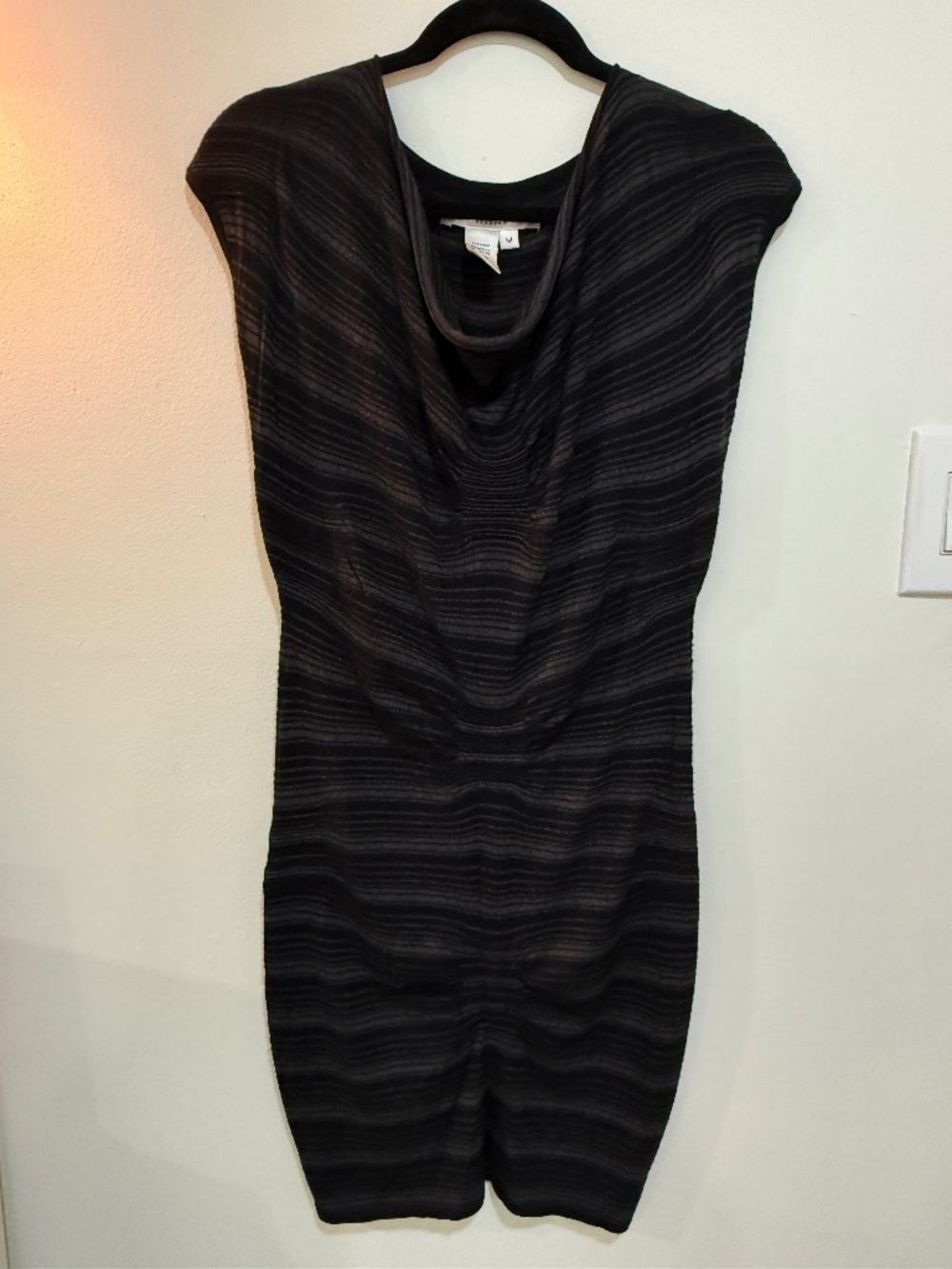 Studio M, Black w/grey striped Y-2K Bodycon dress